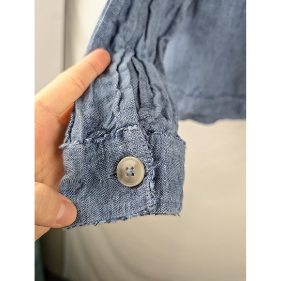 Charter Club 100% Linen Denim Style Jacket Blue XL Button Lagenlook Coastal - Picture 6 of 10